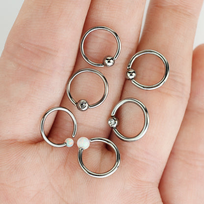 Set of 6 Assorted Fixed Ball Rings - 316L Surgical Steel