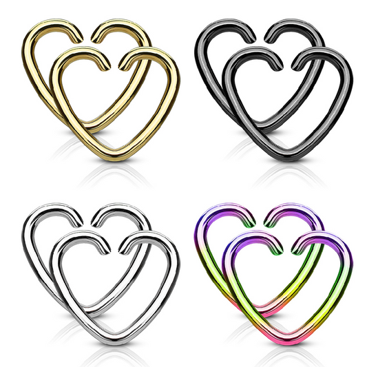 Set of 8 Assorted Colors Bendable Heart Cartilage Helix Tragus Daith Ear Piercing Rings - Stainless Steel