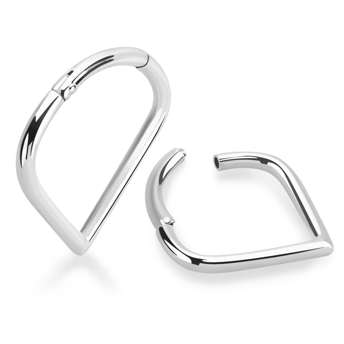 V-Shaped Hinged Segment Clicker Ring - 925 Sterling Silver