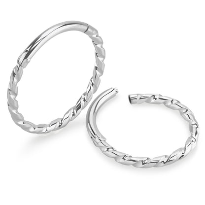 Twisted Hinged Segment Clicker Ring - 925 Sterling Silver