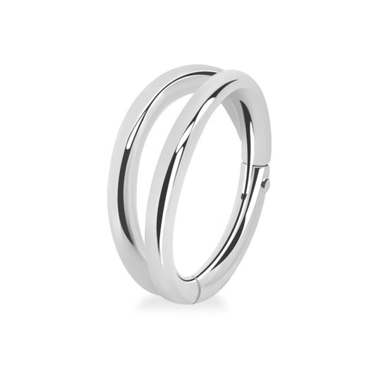 Double Hoop Hinged Segment Clicker Ring - 925 Sterling Silver