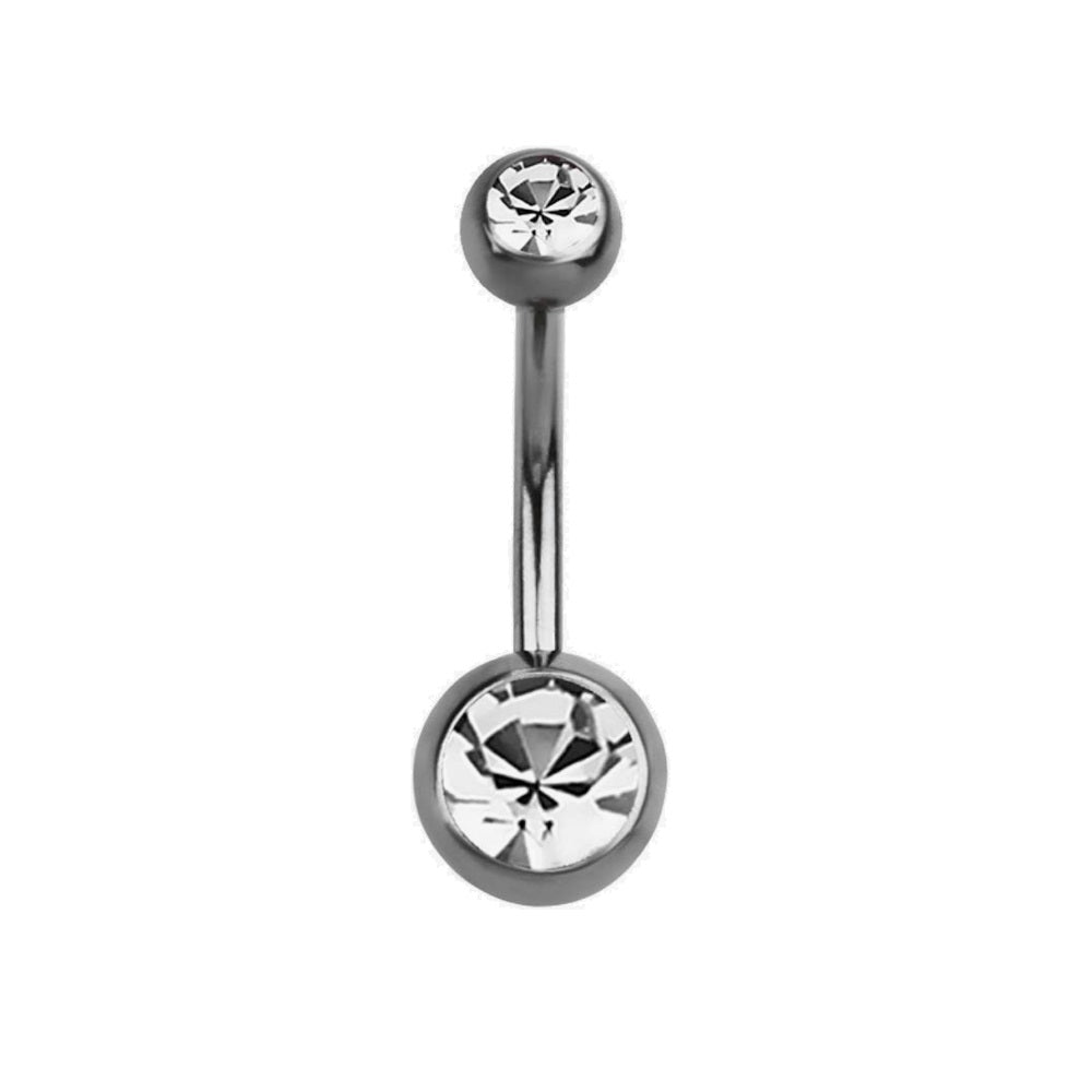 EO Gas Sterilized Double Jeweled Belly Button Ring - 316L Stainless Steel