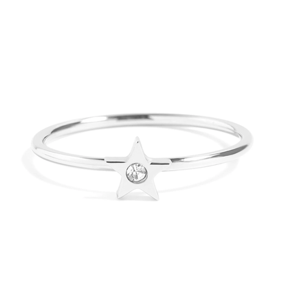 CZ Crystal Center Star Ring - 316L Stainless Steel