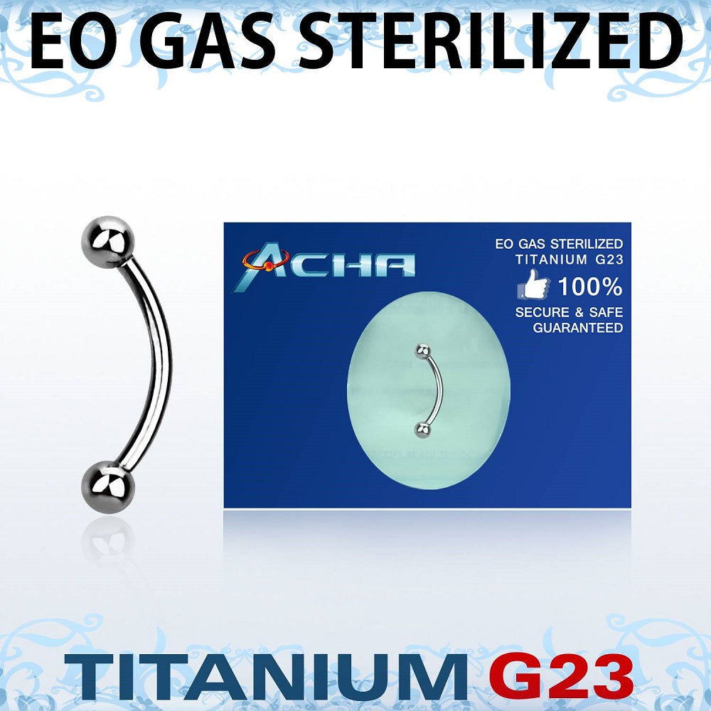 EO Gas Sterilized Curved Barbell Eyebrow Ring - Grade 23 Titanium