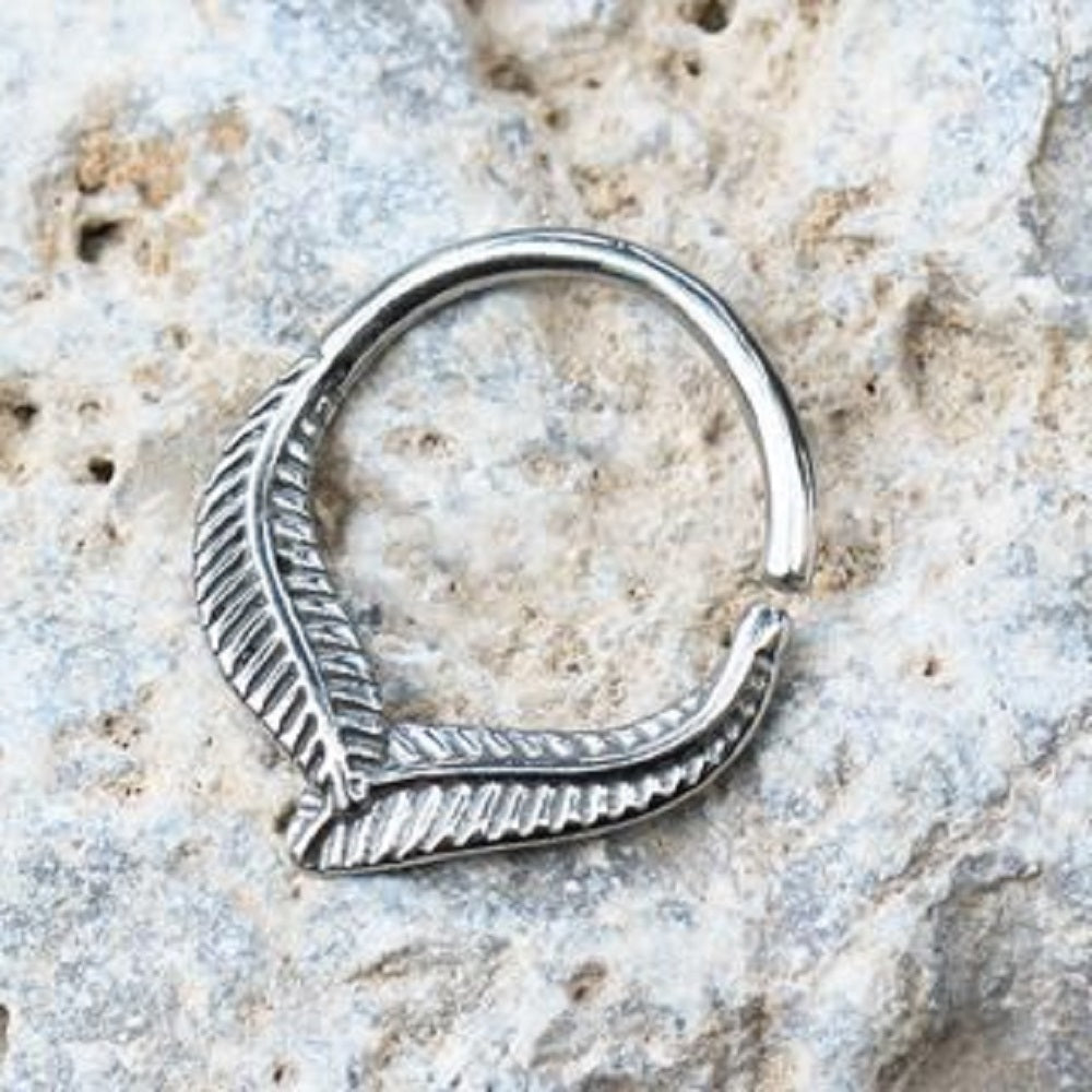 Antique Leaf Seamless Ring - Stainless Steel