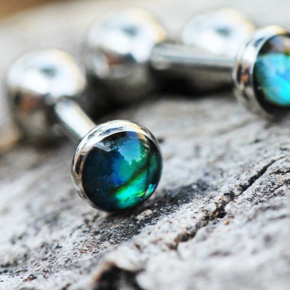 Abalone Shell Teardrop Cartilage Helix Tragus Stud Earring - Stainless Steel