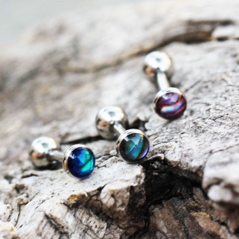 Abalone Shell Teardrop Cartilage Helix Tragus Stud Earring - Stainless Steel