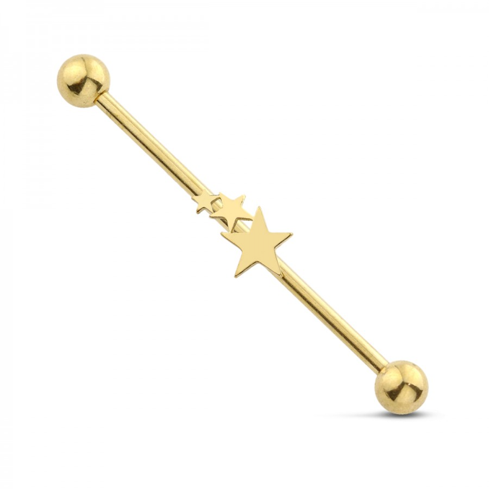 Triple Star Industrial Barbell - 316L Stainless Steel