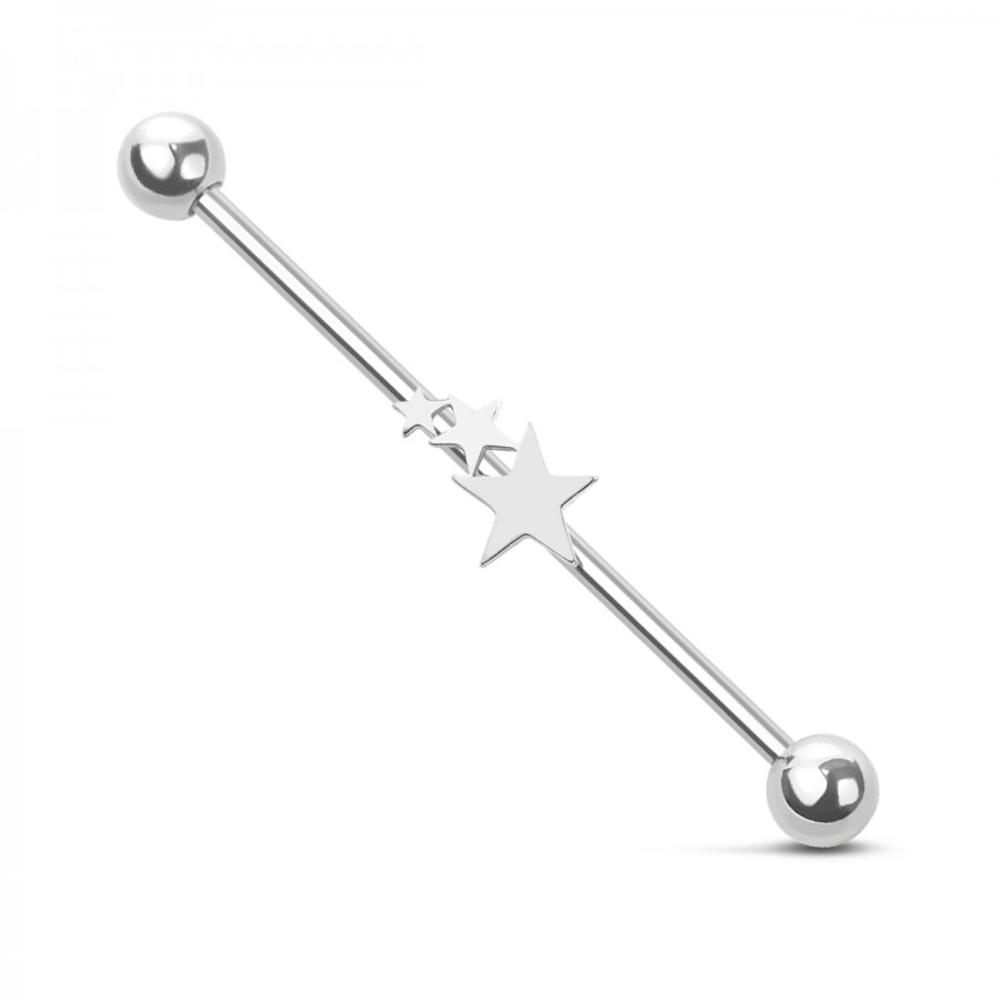 Triple Star Industrial Barbell - 316L Stainless Steel