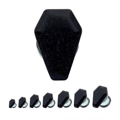 Glass Coffin Shaped Double Flared Plugs - Pair