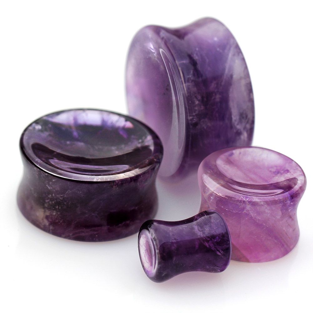 Natural Concave Amethyst Stone Saddle Plug Gauges
 - Pair