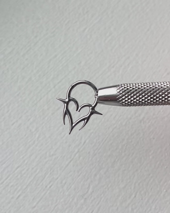Spiked Heart Hinged Segment Clicker Ring - ASTM F-136 Implant