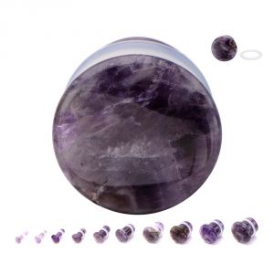 Amethyst Natural Stone Single Flare Plugs with Clear O Ring