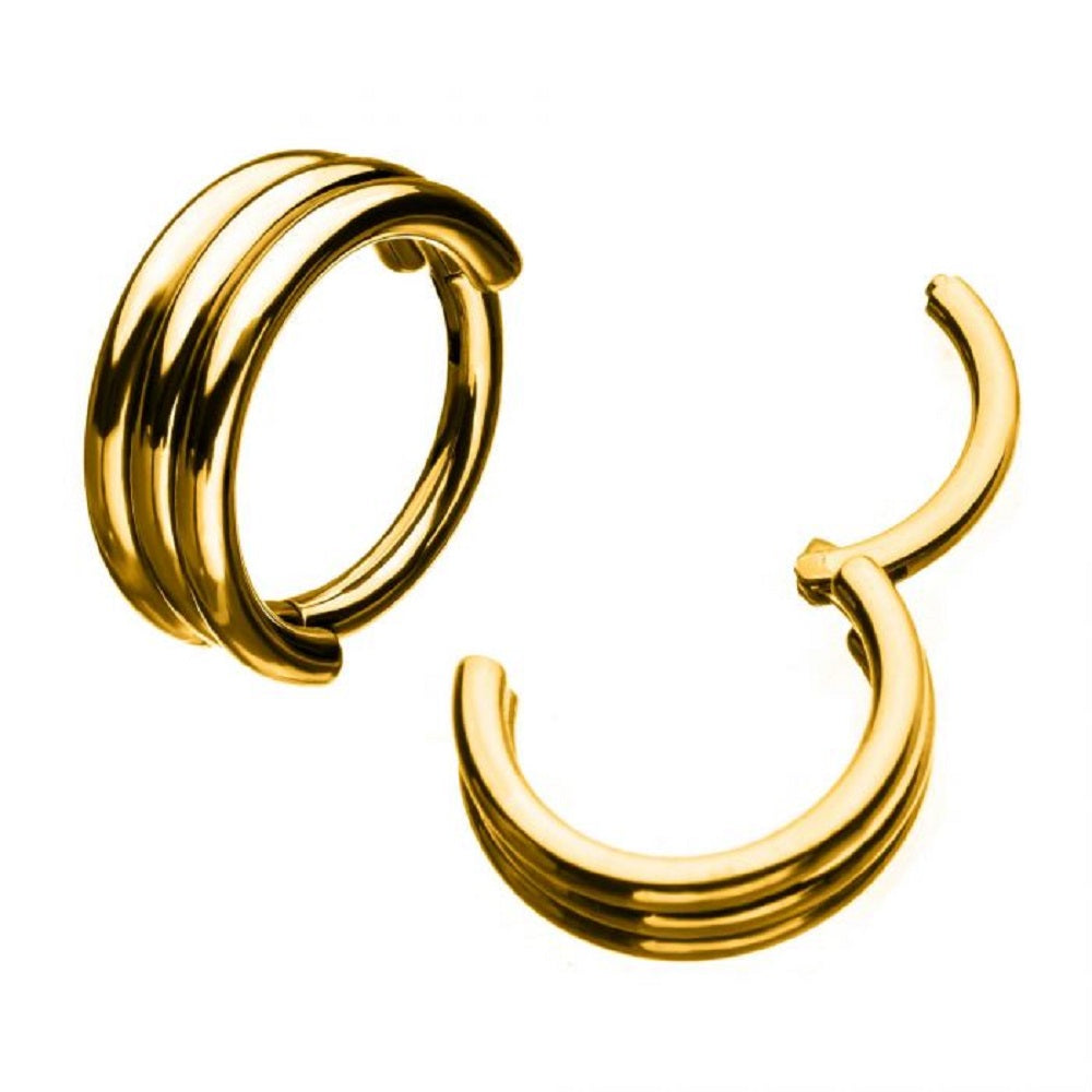 Triple Stack Hinged Segment Ring - Gold Plated Stainless Steel