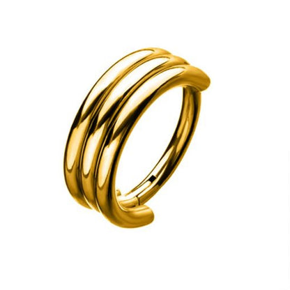 Triple Stack Hinged Segment Ring - Gold Plated Stainless Steel