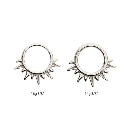 Sun Rays Hinged Segment Clicker Ring - 316L Stainless Steel