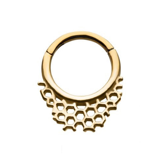 Honeycomb Design Hinged Segment Ring - Stainless Steel