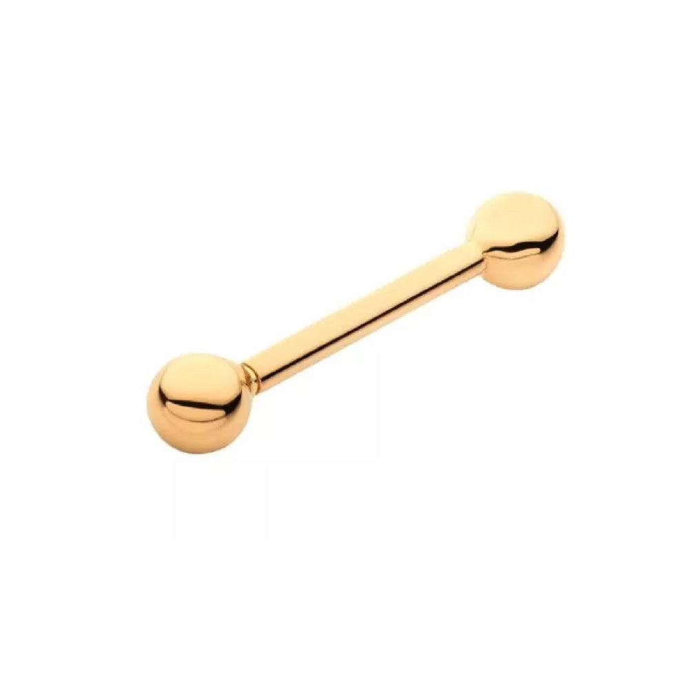 Internally Threaded Straight Barbell - 14kt Yellow Gold