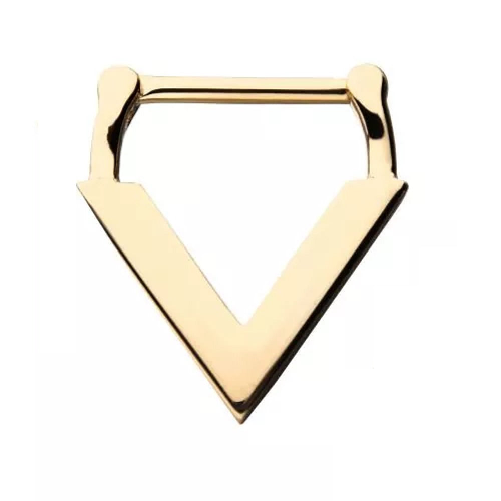 Downward Facing Triangle Septum Clicker - 14kt Yellow Gold