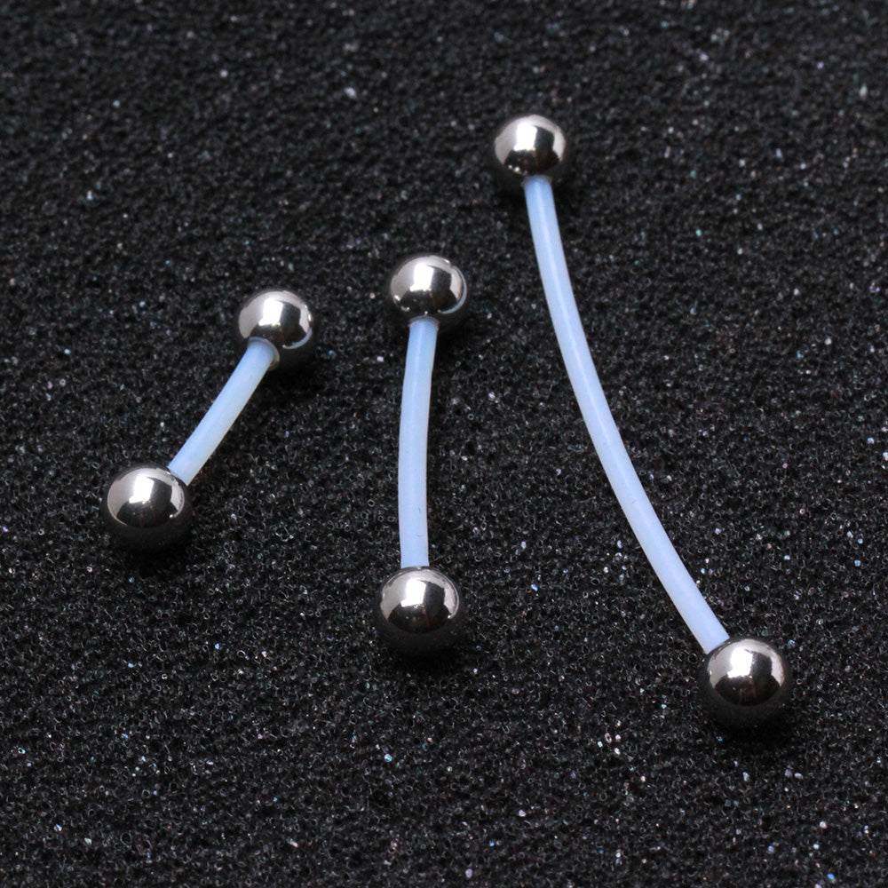 Set of 4 Bioflex with Metal Ball Ends Pregnancy Belly Button Ring Retainers - Stainless Steel