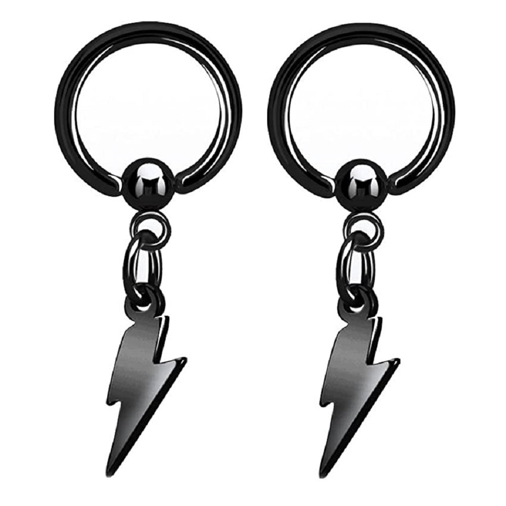 Lightning Bolt Dangling Captive Bead Nipple Rings - Stainless Steel - Pair