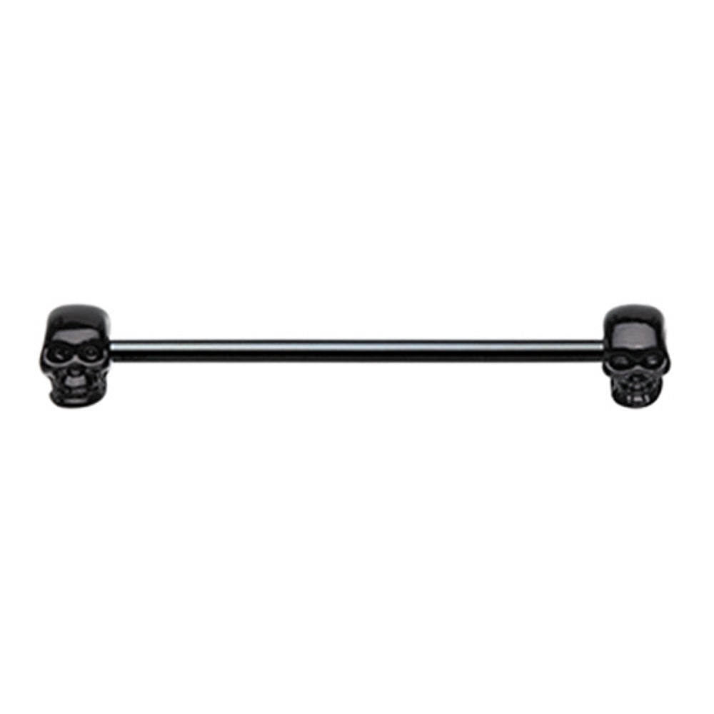 Double Skull Faces Industrial Barbell - Stainless Steel