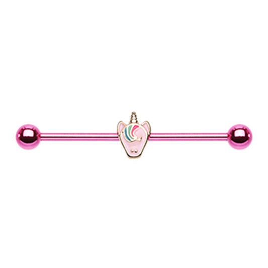 Pastel Mythical Unicorn Swirl Industrial Barbell
 - Stainless Steel