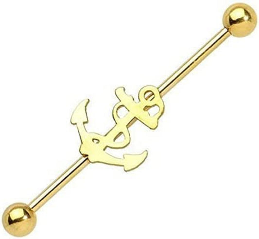 Nautical Anchor Industrial Barbell - Stainless Steel