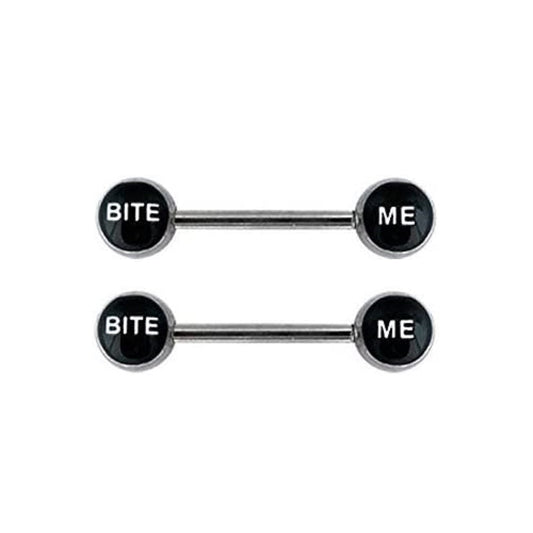 Bite Me Nipple Barbells - Stainless Steel - Pair