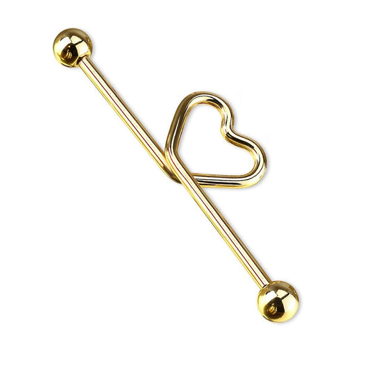 Curved Heart Industrial Barbell - Titanium Plated 316L Stainless Steel