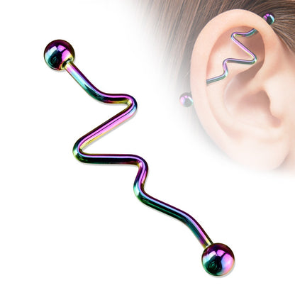 Zig Zag Industrial Barbell - 316L Surgical Steel