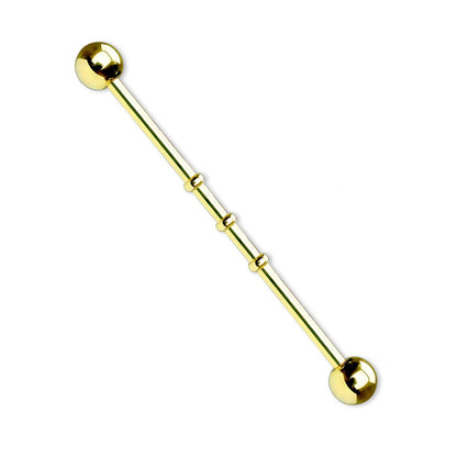 Triple Notched Industrial Barbell - Titanium Plated Stainless Steel