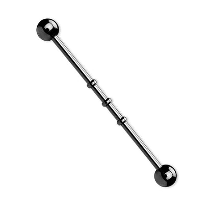Triple Notched Industrial Barbell - Titanium Plated Stainless Steel