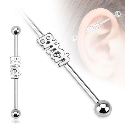 B-tch Industrial Barbell - 316L Stainless Steel