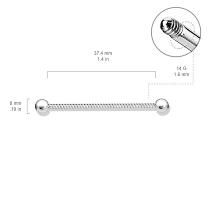 Twisted Rope Industrial Barbell - 316L Stainless Steel