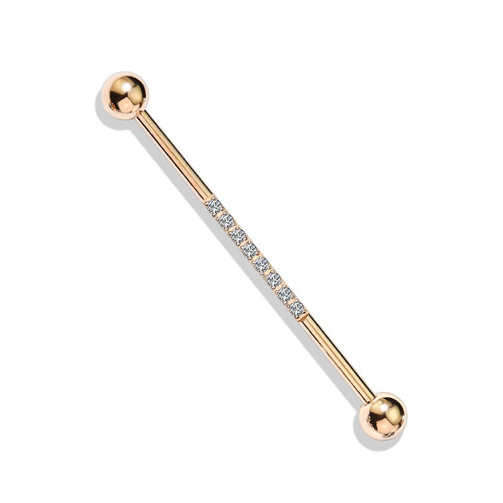 CZ Crystal Lined Industrial Barbell - Stainless Steel