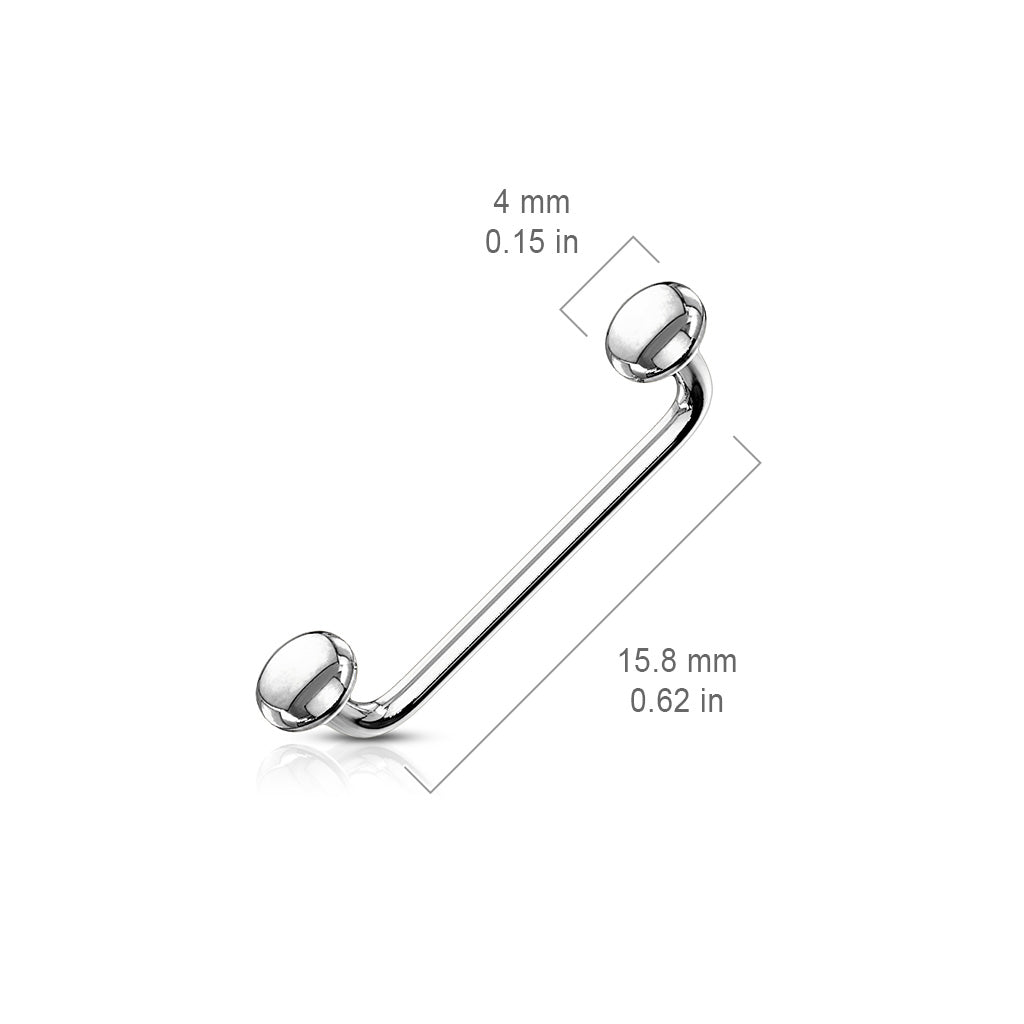 Flat Disc End 90 Degree Bent Staple Barbell Tongue Ring - Stainless Steel