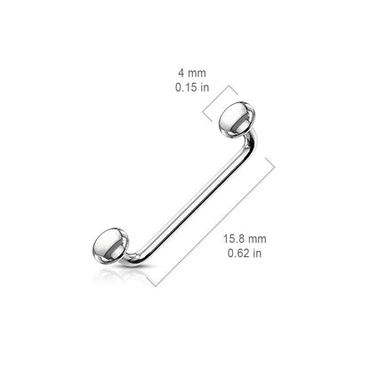 Flat Disc End 90 Degree Bent Staple Barbell Tongue Ring - Stainless Steel