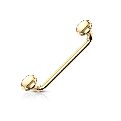 Flat Disc End 90 Degree Bent Staple Barbell Tongue Ring - Stainless Steel