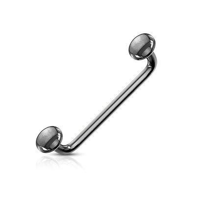Flat Disc End 90 Degree Bent Staple Barbell Tongue Ring - Stainless Steel