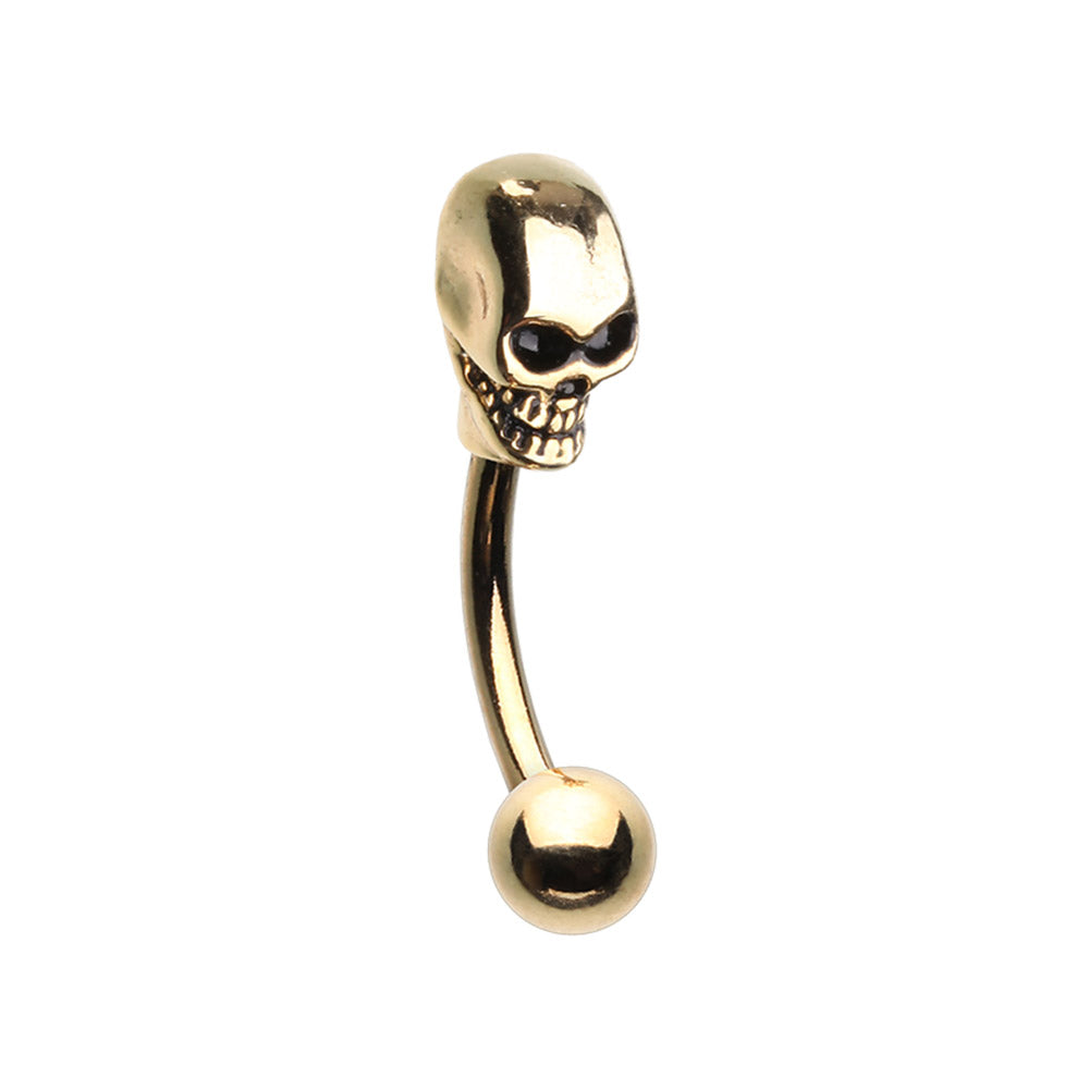 Sneering Skull Top Curved Barbell Eyebrow Ring
 - 316L Stainless Steel