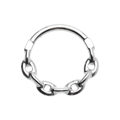 Chain Link Hinged Segment Clicker Ring - Stainless Steel