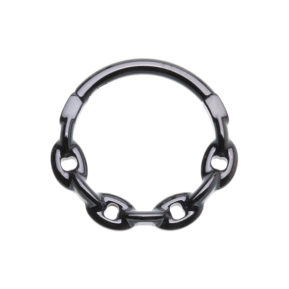 Chain Link Hinged Segment Clicker Ring - Stainless Steel