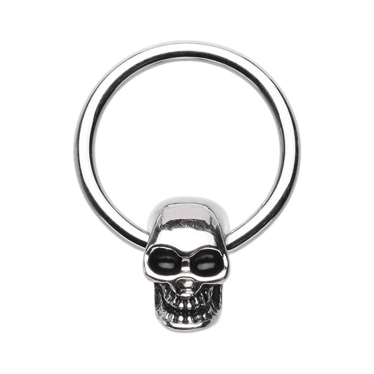 Cackling Skull Head Captive Bead Ring
 - 316L Stainless Steel