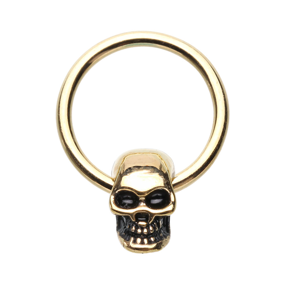Cackling Skull Head Captive Bead Ring
 - 316L Stainless Steel