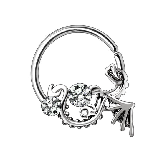 Crystal Flying Dragon Annealed Seamless Ring - Stainless Steel