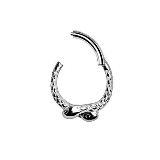 Double Snakes Hinged Clicker Ring - 316L Stainless Steel