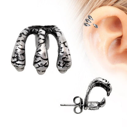 Trident Triple Claw Earring - 316L Stainless Steel