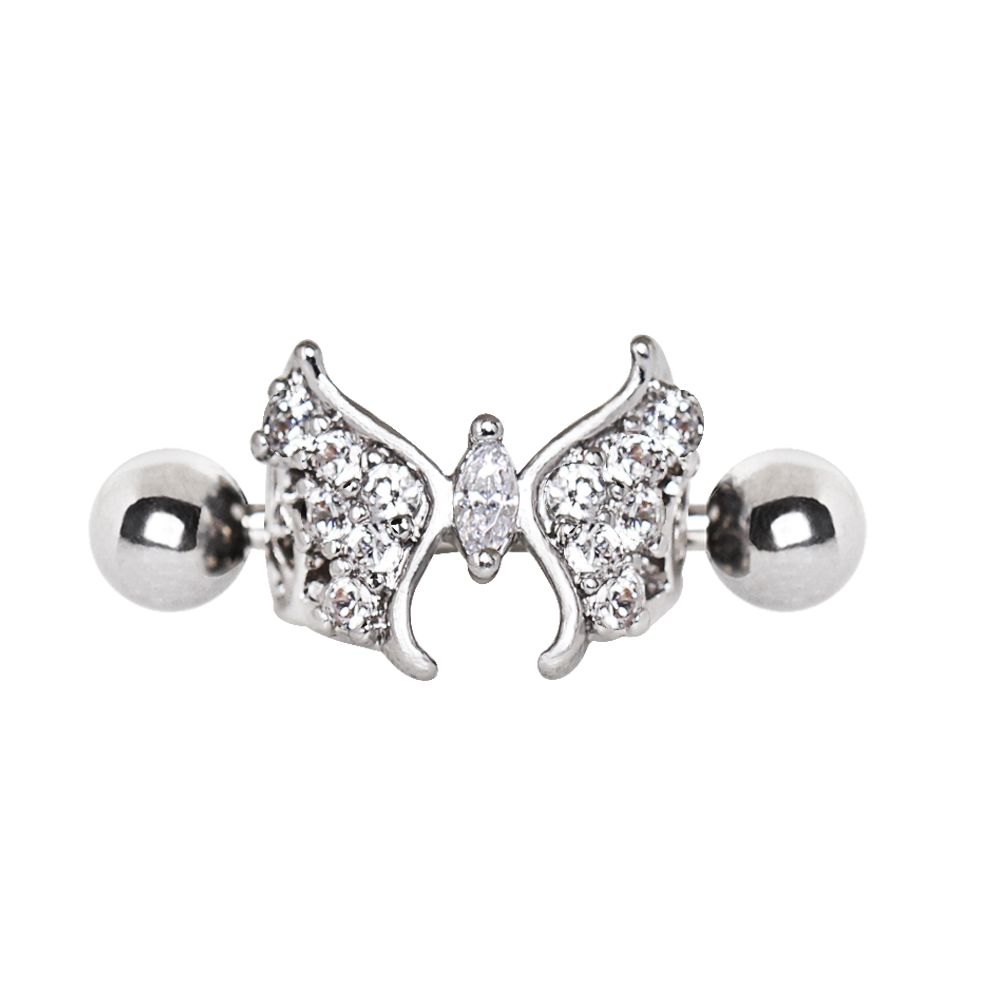 Jeweled Butterfly Cartilage Cuff Earring - 316L Stainless Steel