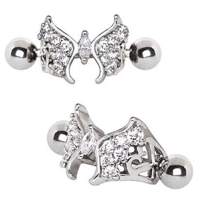 Jeweled Butterfly Cartilage Cuff Earring - 316L Stainless Steel